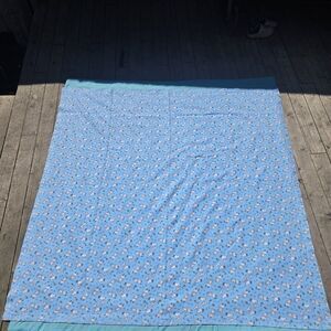 Snoopy Blue Flannel Cotton Flat Sheet 86" 82" Charlie Brown Peanuts Bedding